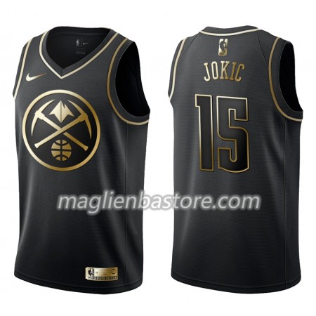 Maglia NBA Denver Nuggets Nikola Jokic 15 Nike Nero Golden Edition Swingman - Uomo